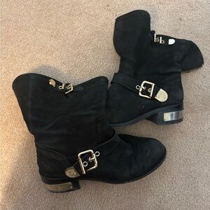 Vince Camuto Black and Gold Combat Boots